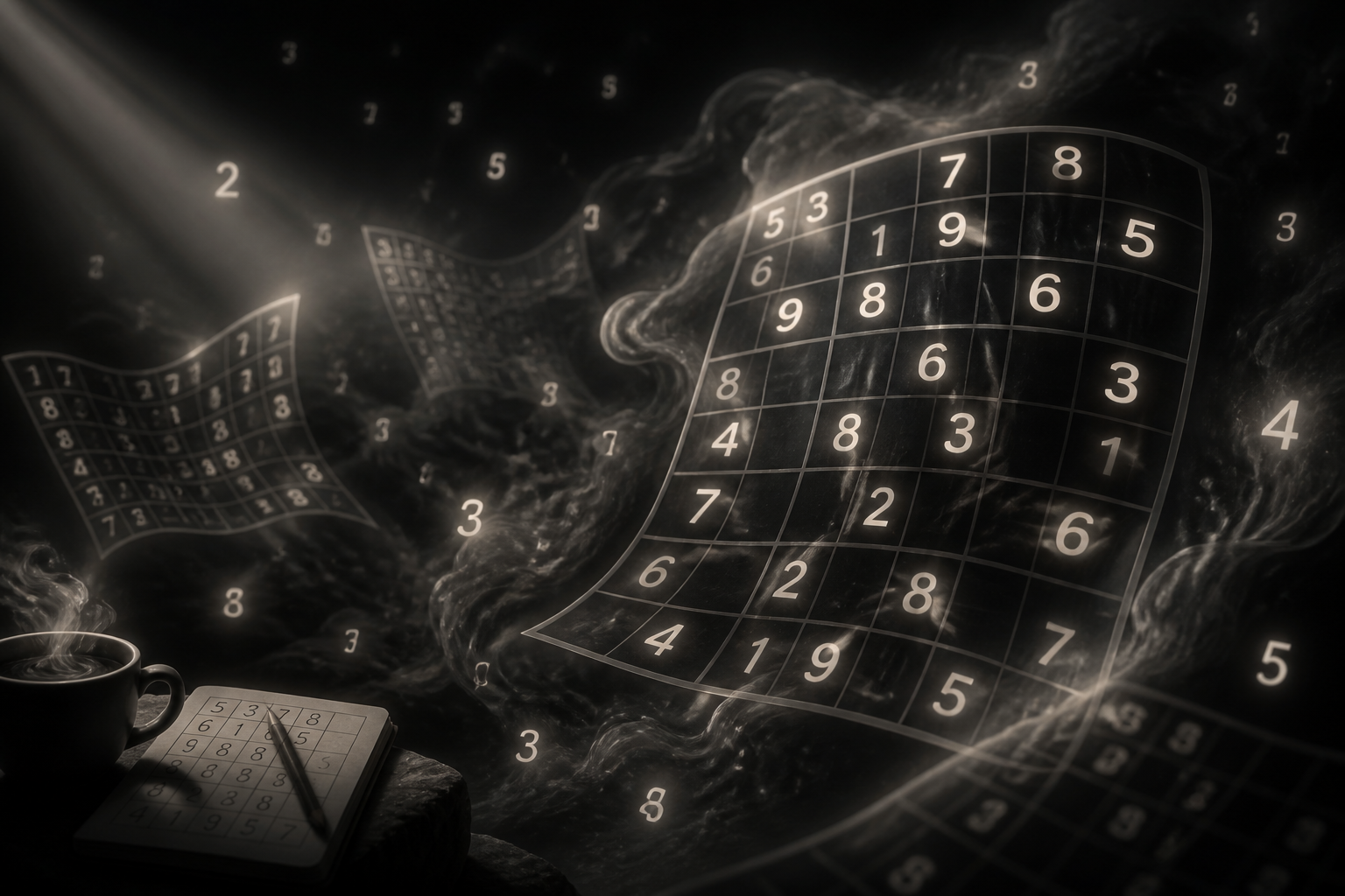 Close-up of a sudoku puzzle grid